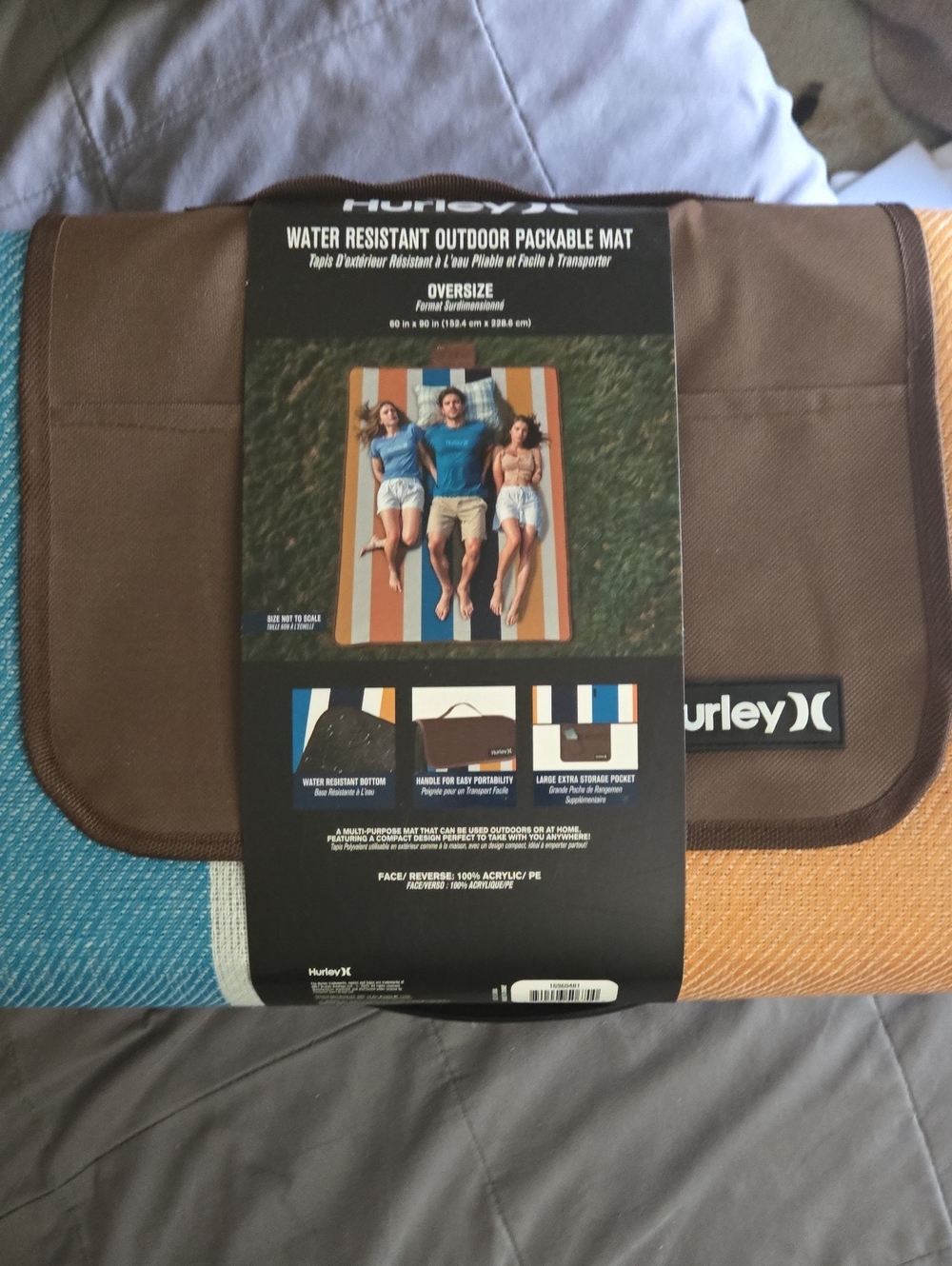Hurley 60×90  Oversize Water Resistant Outdoor Packable Mat - Multi Stripe